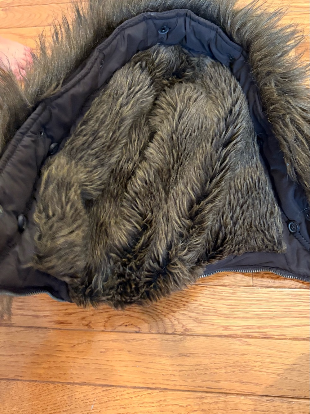 Abercrombie & Fitch Vintage Y2K Women L Brown Down Puffer Jacket w Faux Fur Hood - Picture 11 of 16